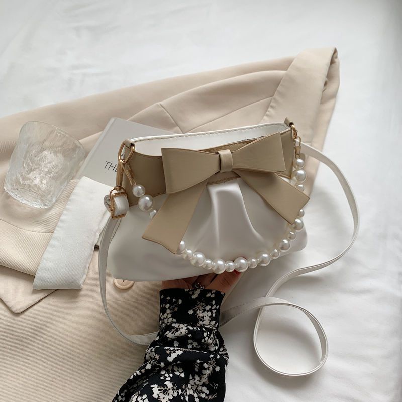 Túi Xách Đeo Dưới Cánh Tay / Đeo Một Bên Vai Xếp Ly Đính Ngọc Trai Cao Cấp Phong Cách Mới Hợp Thời Trang