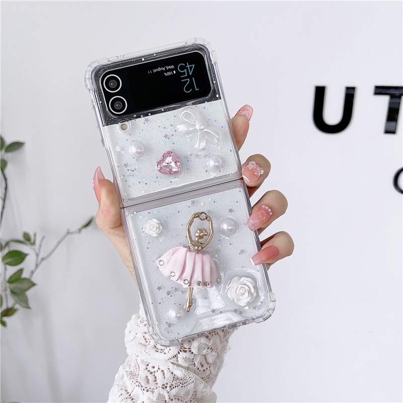 Ốp Điện Thoại Epoxy Chống Sốc Hình Cô Gái Múa Ba Lê 3D Cho Samsung Galaxy Z Flip 4 Z Flip 3 5G Z Flip 4 Zflip3 Flip4 Z Flip 3