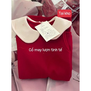 Set dạ đỏ 3 chi tiết bé gái cúc bọc