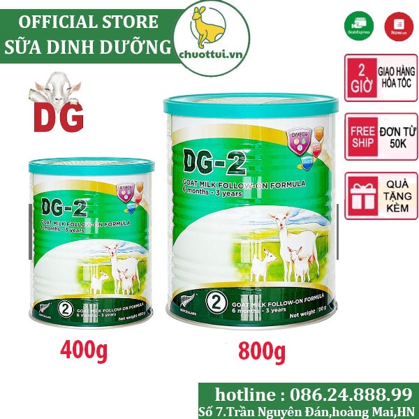 Sữa dê DG 2 hộp 400gr/800gr trẻ dị ứng đạm sữa bò uống được