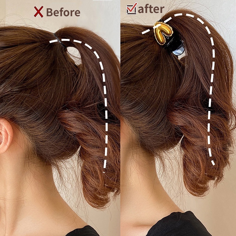 Kẹp Tóc Kim Loại Cố Định Đuôi Ngựa Chống Chảy Xệ Hình Trái Tim Phong Cách Retro Hàn Quốc