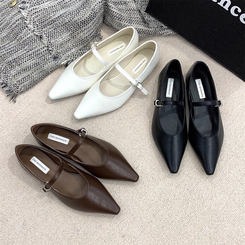 Giày nữ bệt vintage trơn mũi nhọn 1022-1