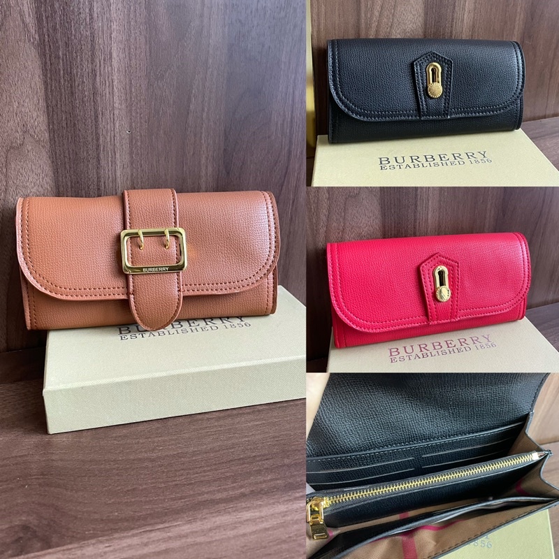 Bubery long wallet-[VÍ NỮ DA THẬT]-Màu đỏ đen nâu sang trọng