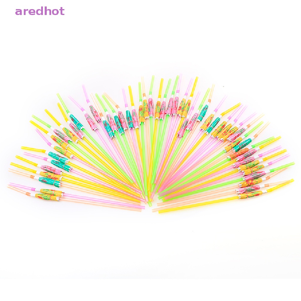 Bộ 50 Ống Hút Nhựa Hình Trái Cây Có Dù Cho Tiệc Bãi Biển Mới