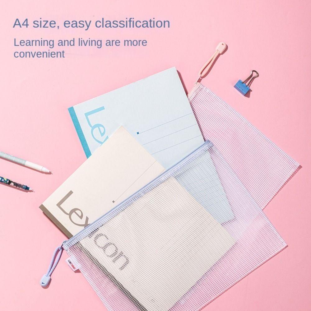 Bộ 5 Túi Lưới Đựng Tài Liệu Cỡ A4 Chống Thấm Nước Màu Sắc Xinh Xắn Tiện Dụng