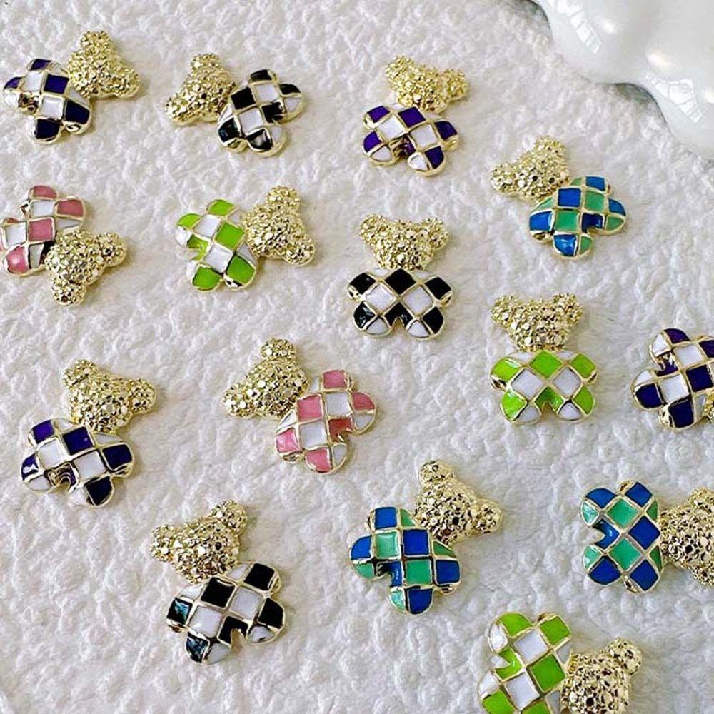 LOMBARD Phụ Kiện Trang Trí Móng Tay Hình Gấu Hoạt Hình Nhiều Màu Thời Trang