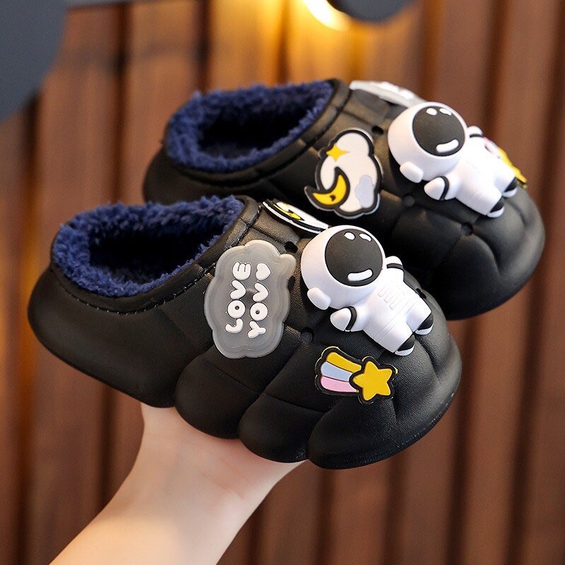 Sục Giày Lót Lông Phi Hành Gia Hót Siêu Cute Đáng Yêu , Dép Sục Phi Hành Gia Lót Lông Chống Thấm Nước Cho Bé