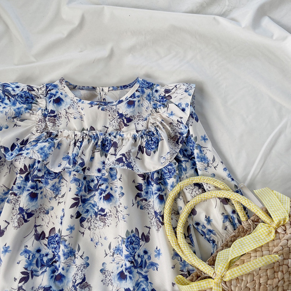 Cô gái bay tay váy mùa xuân và mùa thu váy trẻ em phiên bản hàn quốc phong cách cổ điển váy công chúa