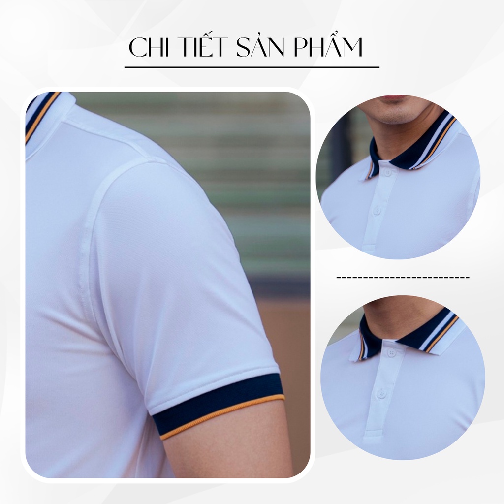 Áo thun polo nam trắng tay ngắn form slimfit HUDOMAN vải Poly Pique chống nhăn, bền màu thấm hút mồ hôi AOPOLO-008