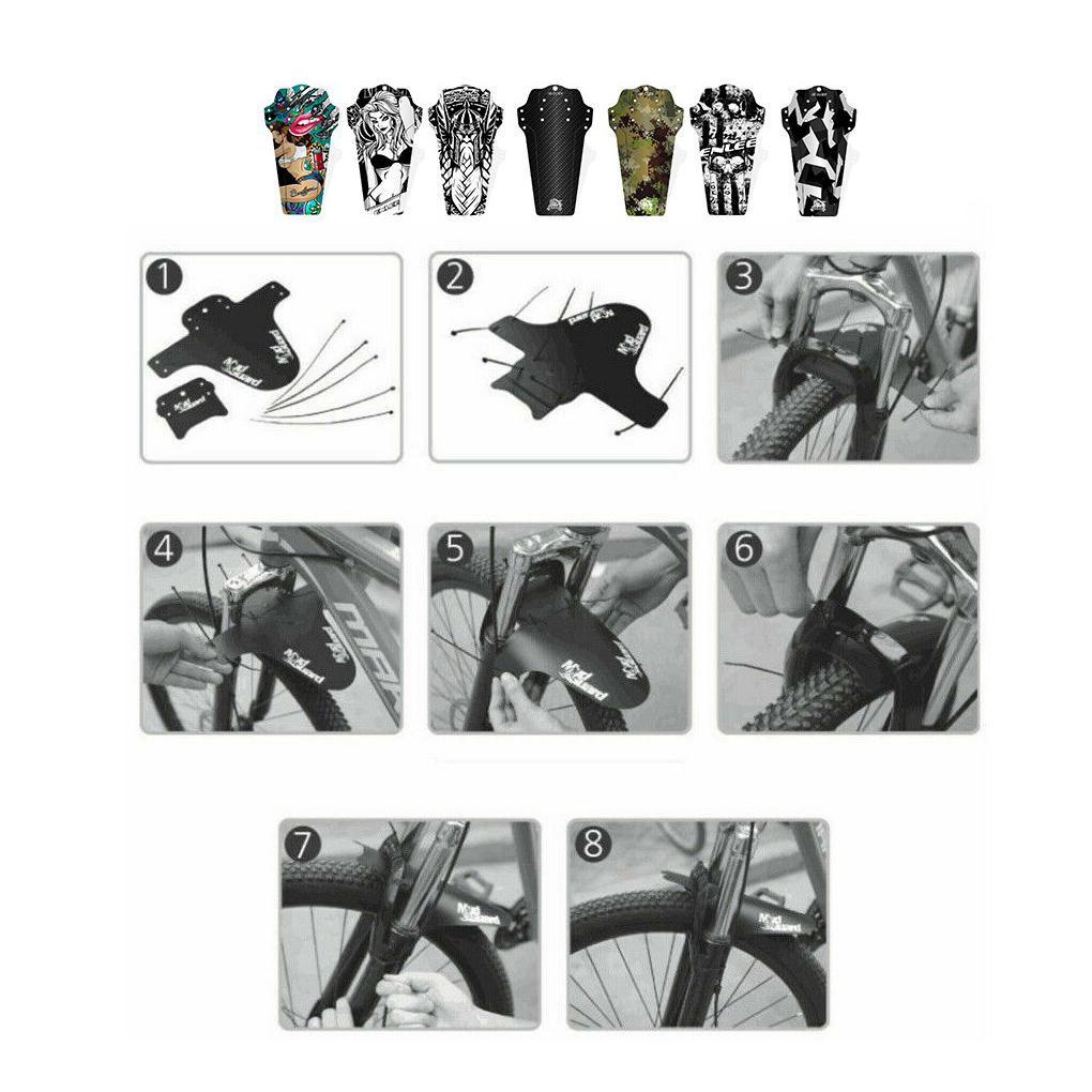 Tấm Chắn Bùn Trước Và Sau Bằng Nhựa In Họa Tiết Độc Đáo Kèm Dây Cáp Tiện Dụng Cho Xe Đạp