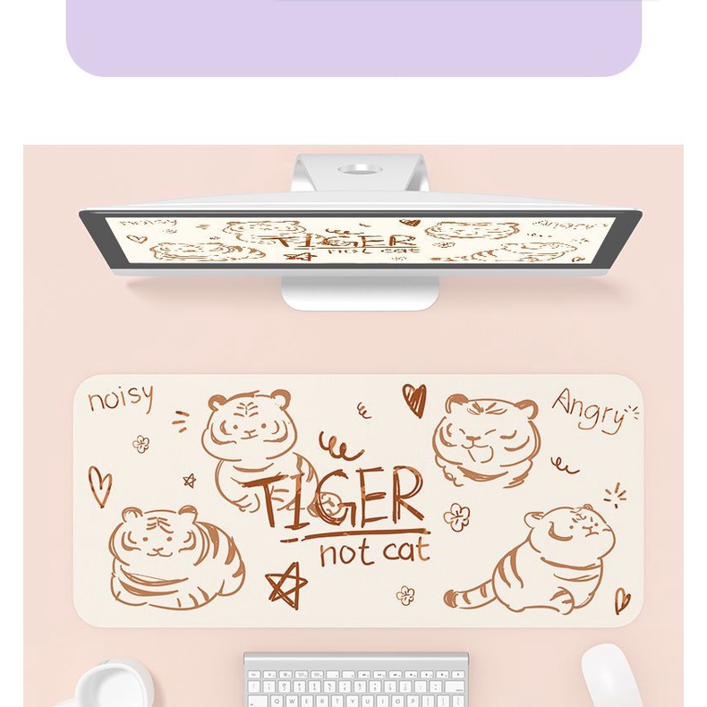 Miếng Lót Chuột / Bàn Phím Laptop Bằng Da Chống Trượt Hình Mèo Hoạt Hình Dễ Thương