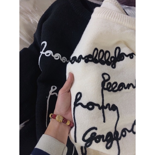 ÁO LEN FORM TO CHỮ THÊU TAY