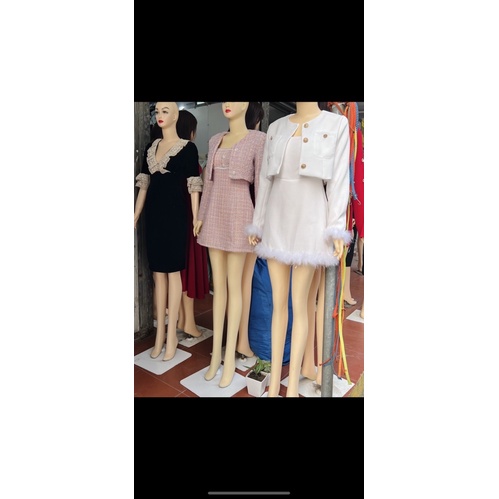 Set váy 2 dây kèm áo khoác chất dạ mịn dày dặn hàng Quảng Châu cao cấp