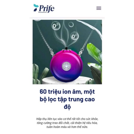 mặt dây chuyền Ion shield - prife international giúp không khí trong lành bảo vệ sức khỏe bạn