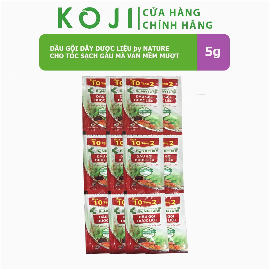 Dầu gội dược liệu by NATURE thiết kế dây 5g tiện lợi cho tóc sạch gàu mà vẫn mềm mượt.