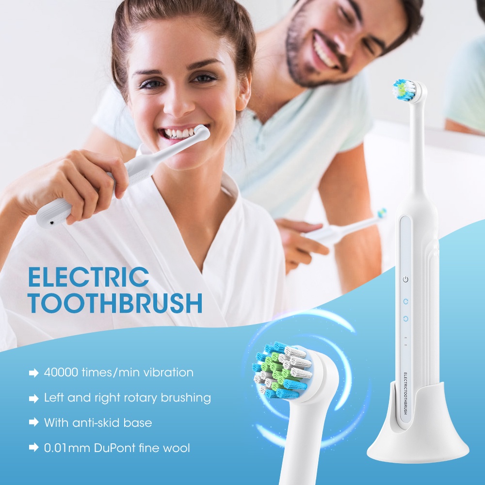 Bàn Chải Đánh Răng Điện Xoay Tự Động Toàn Diện Làm Sạch Răng Có Thể Sạc Lại Và Làm Trắng Răng