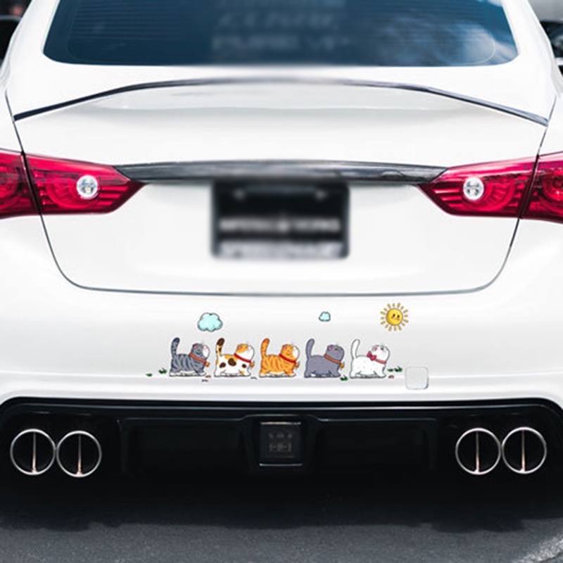 Đề Can Dán Trang Trí Xe Hơi Tự Dính Bằng PVC Chống Nước Hình Mèo Hoạt Hình Sáng Tạo