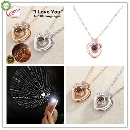 Vòng cổ Mặt Máy Chiếu I Love You 100 Ngôn Ngữ Độc Đáo Cho Cặp Đôi