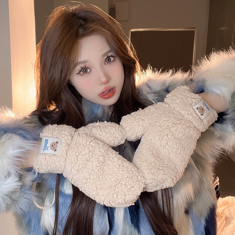 1 Đôi Găng Tay Hình Móng Vuốt Gấu Trắng Dễ Thương Giữ Ấm Chống Gió Mùa Đông