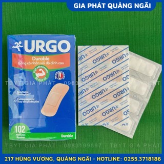 BĂNG KEO CÁ NHÂN URGO DURABLE ĐỘ DÍNH CAO HỘP 102 MIẾNG