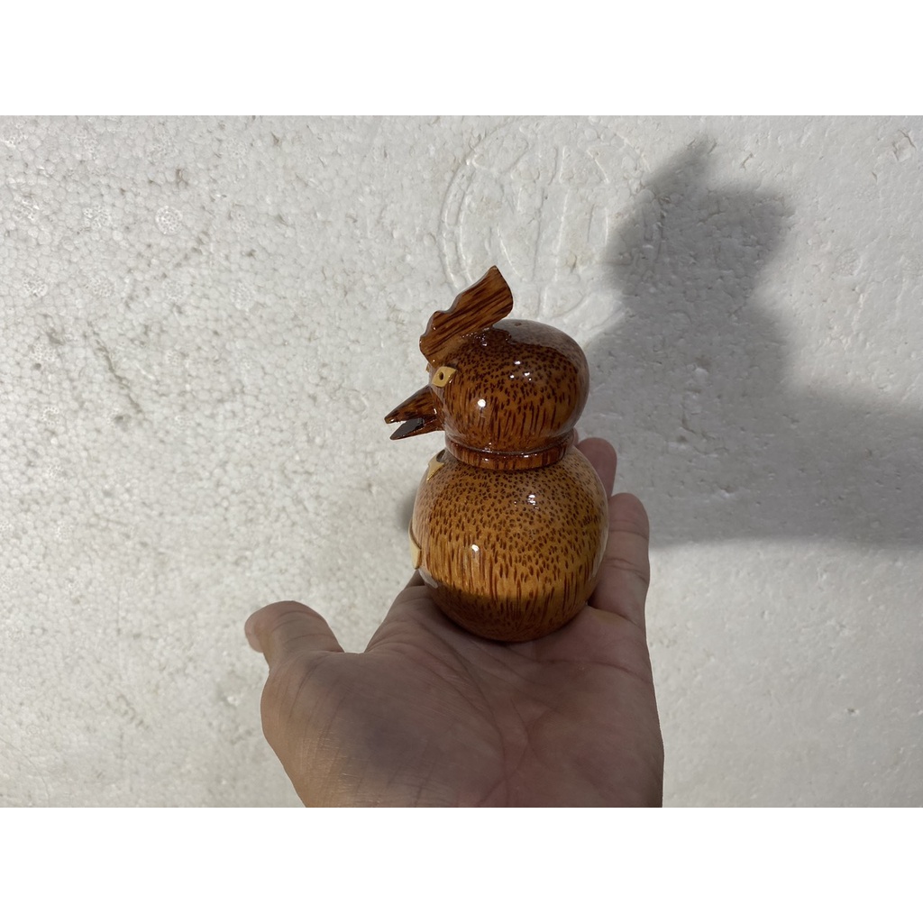 HỦ ĐỰNG TÂM XỈA RĂNG BẰNG GỖ DỪA - HÌNH CON GÀ - HỘP TĂM XỈA RĂNG HÌNH THÚ 12 CON GIÁP