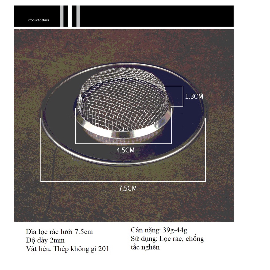 Dĩa Lọc Rác Bồn Rửa Chén Bát, Nhà Tắm, Nhà Vệ Sinh Bằng Inox 304 Cao Câp - LOKING