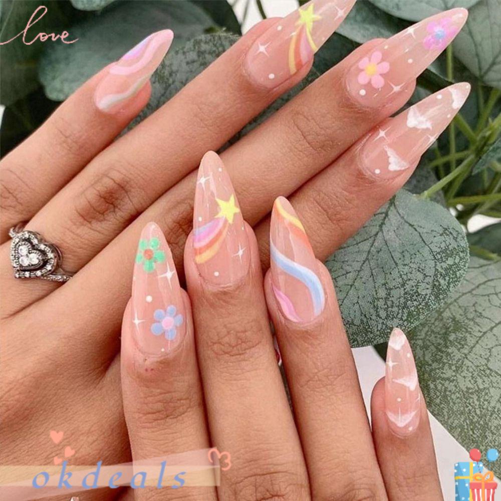 Hộp 24 Móng Tay Giả Đính Đá Trang Trí Thời Trang Cho Nữ