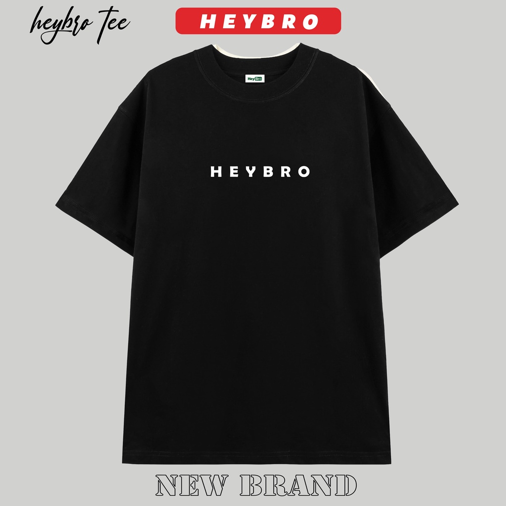 Áo thun nam nữ HEYBRO Basic tee Signature tay lỡ phom rộng phong cách GenZ