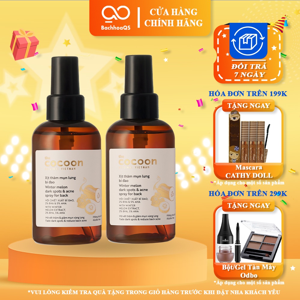 Xịt thâm mụn lưng Cocoon bí đao giúp cải thiện tình trạng mụn ở lưng và ngực 140ml