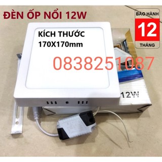 Đèn ốp trần LED gắn nổi 12W vuông, tròn
