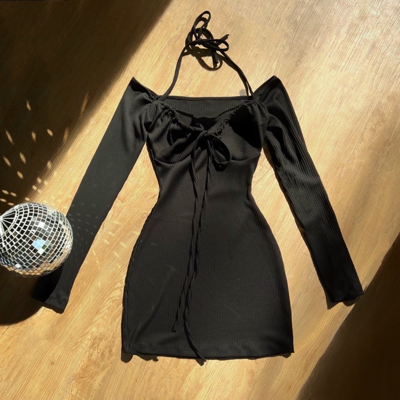 Đầm tay dài ôm body ngắn Erys Dress NGOCCLOTHING nữ  Váy tay dài phong cách năng động màu đen quyến rũ HOT