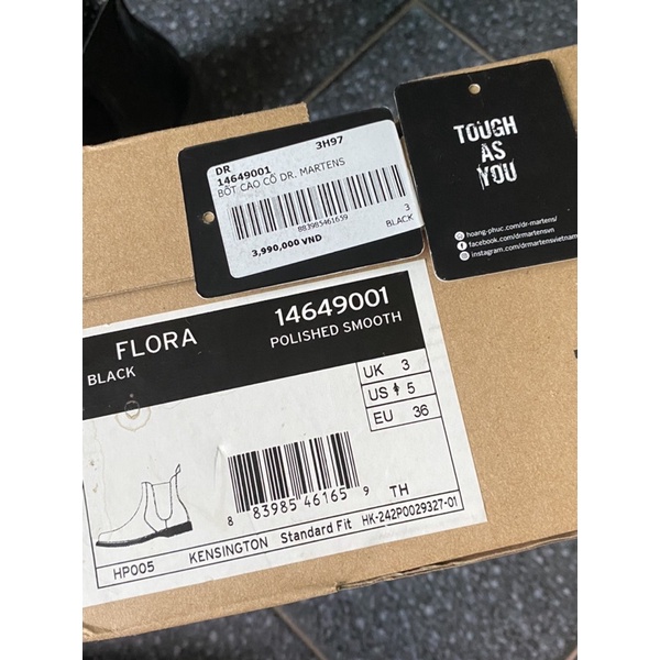 Thanh lý boots cao cổ da bóng DR. MARTENS size 36