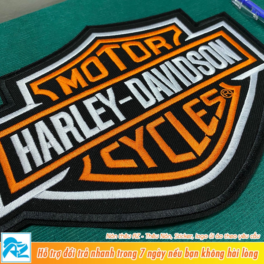 Patch vải thêu hình logo harley davidson lớn - Sticker ủi vá quần áo S495