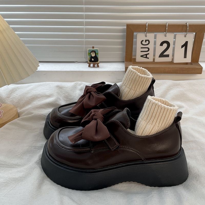 Giày Oxford lolita gắn nơ đáng yêu đế cao 5cm