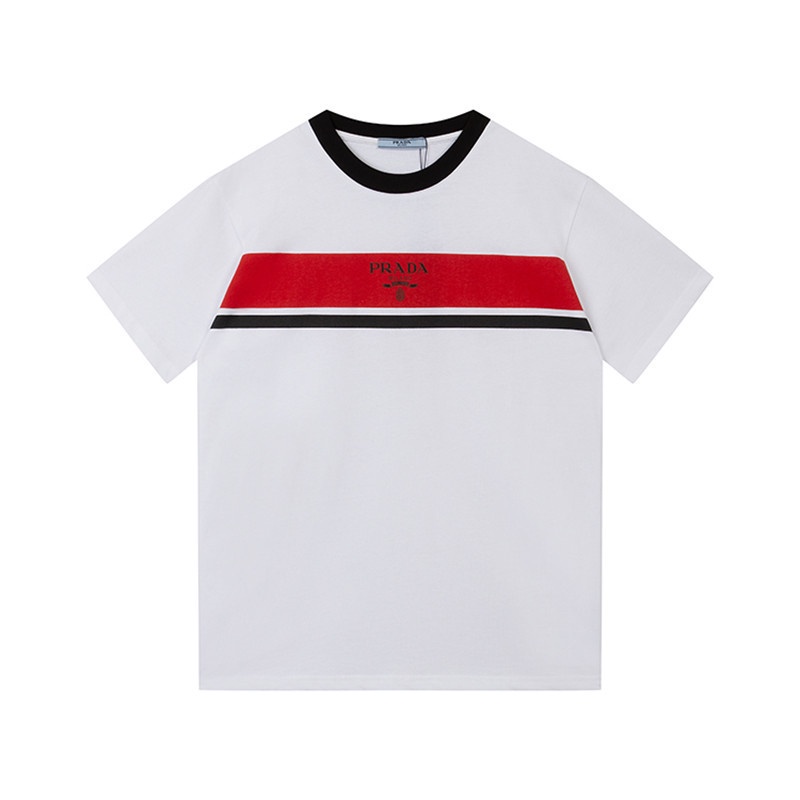 Áo Thun Cotton Ngắn Tay Màu Đỏ Đen Tương Phản Thời Trang Đường Phố Unisex