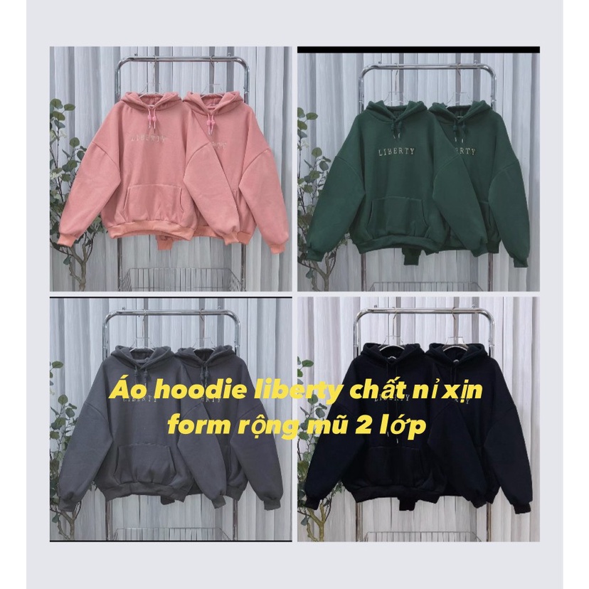 Áo hoodie unisex chất nỉ dầy dặn form rộng mũ 2 lớp 5 màu: Đen, xanh, trắng, hồng, xám.Phong cách thể thao HQ