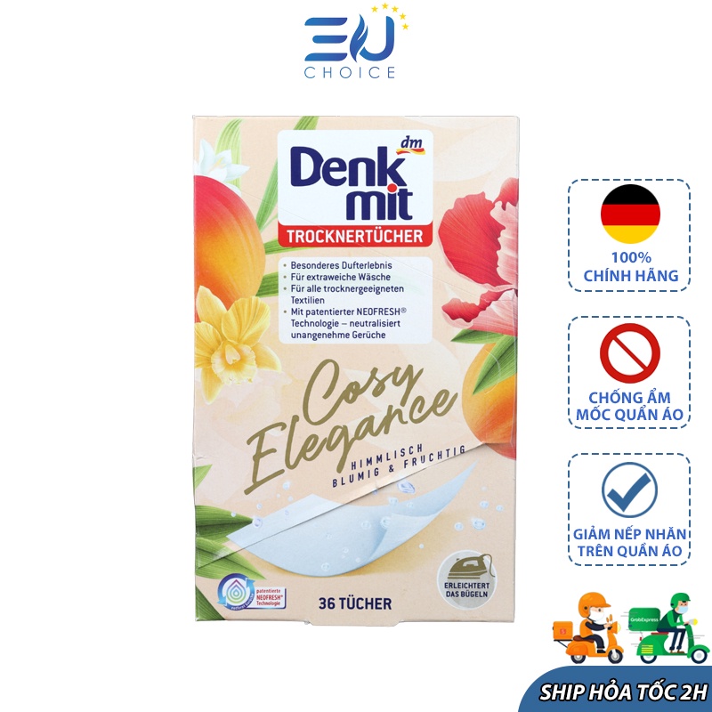 Giấy thơm quần áo Denkmit Cosy Elegance, giấy thơm khử mùi hôi quần áo lưu hương lâu - Nhập khẩu Đức