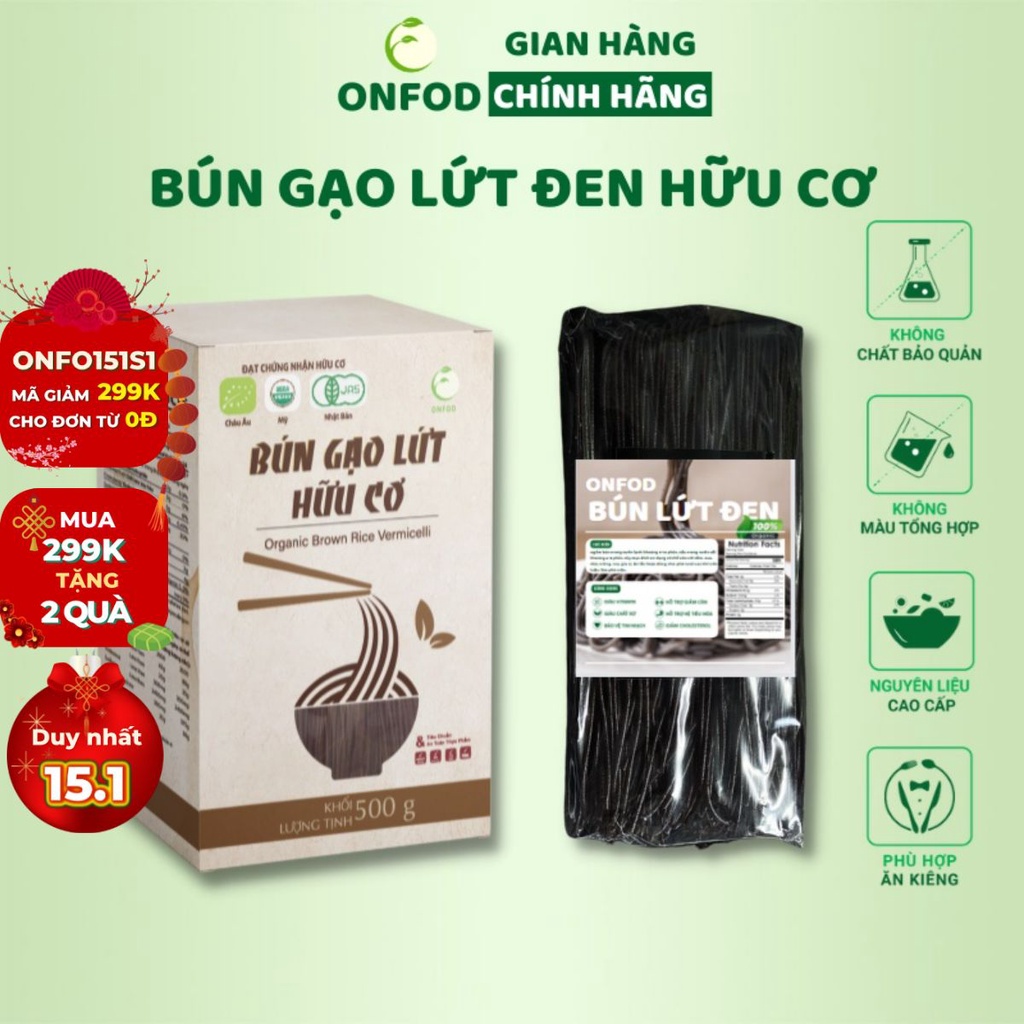 Bún gạo lứt đen hữu cơ ONFOD ăn kiêng giảm cân thực dưỡng eatclean cho