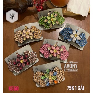 Kẹp tóc sau - cặp đuôi tóc đính đá màu lấp lánh hình hoa