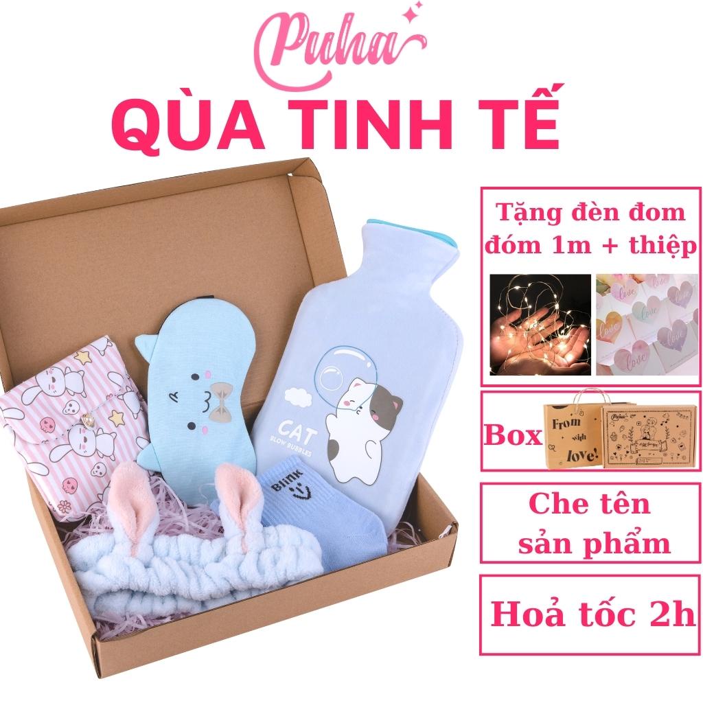 Quà tặng sinh nhật bạn gái ngày dâu, túi chờm nóng PUHA 1000ml, túi chườm bụng kinh giảm đau bụng cho bạn nữ