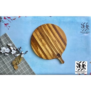 Thớt Gỗ Teak NEW M WAY Hình Tròn Có Tay Nắm Nhỏ