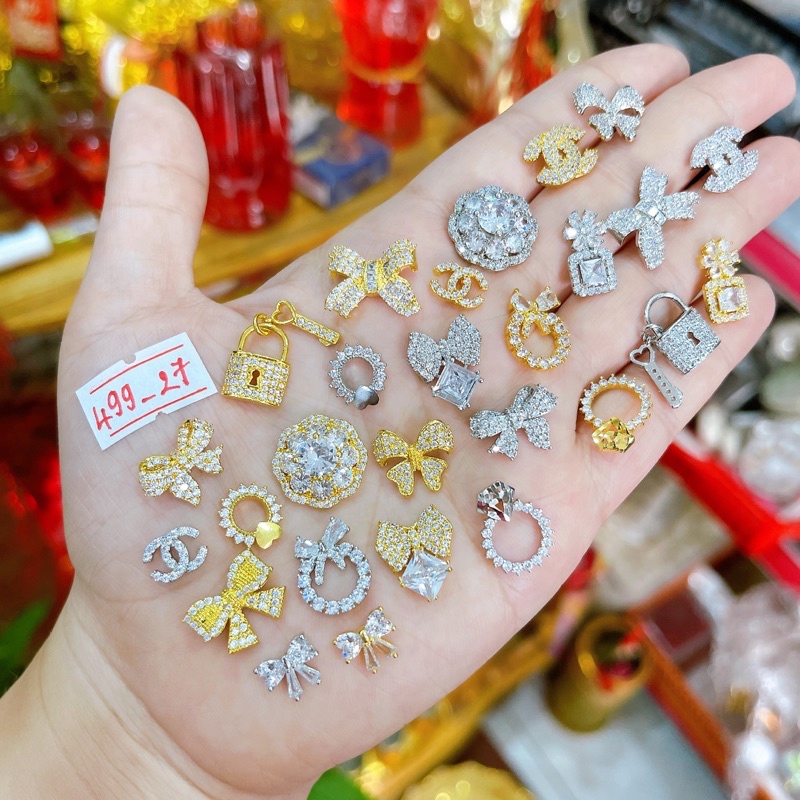 Charm nail cao cấp mẫu mới túi tiền đón tết , charm đá siêu sáng không bay màu mẫu mã sắc sảo