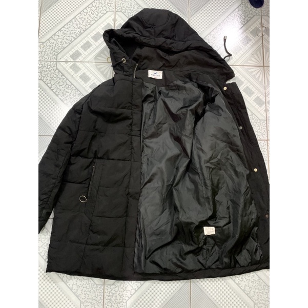 Áo khoác phao ấm màu đen unisex nam/nữ
