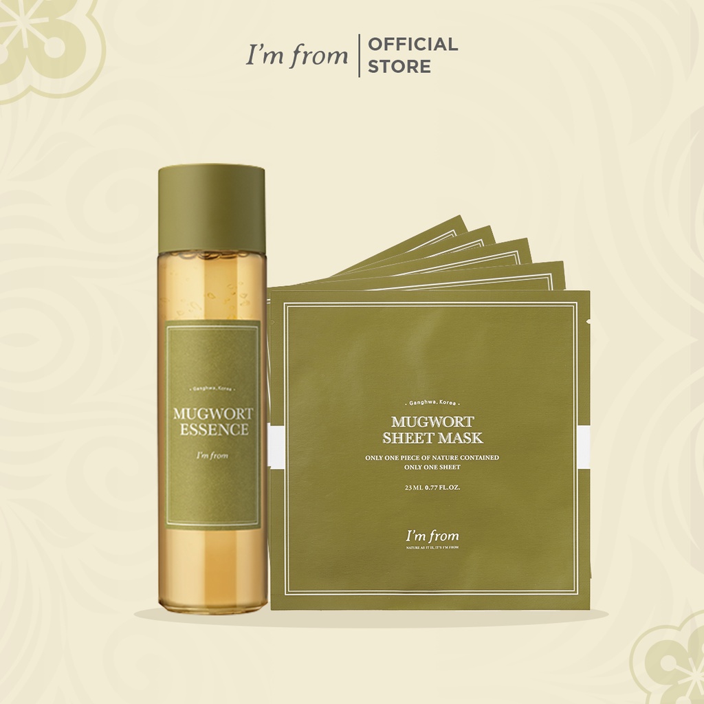 Combo I'm From Tinh chất Mugwort Essence 160ml + 5 I'm From Mặt nạ giấy Mugwort Sheet mask 23ml