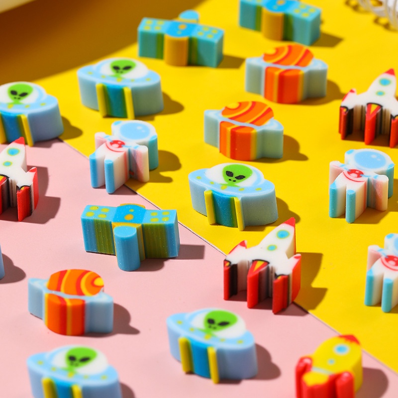 Set 20 Cục Tẩy Bằng PVC Mini 10 * 10mm Họa Tiết Trái Cây / Số / Trái Cây Hoạt Hình Đa Dụng