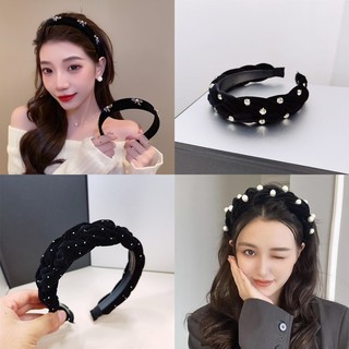 Cài tóc nhung đen Băng đô tóc đen đính đá