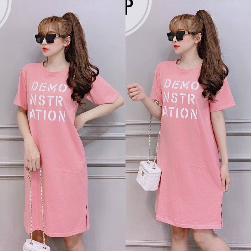 Đầm Bigsize Dáng Suông Thun Thái Cao Cấp Cổ Tròn Có Túi Xẻ Tà Form Từ 50-75kg YoHoMi mã DTl116