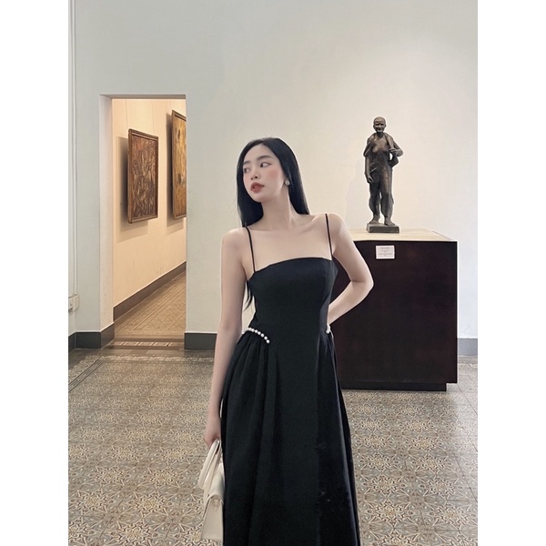 Mell10 dress - Váy dài 2 dây bồng xoè gắn ngọc Onmellem