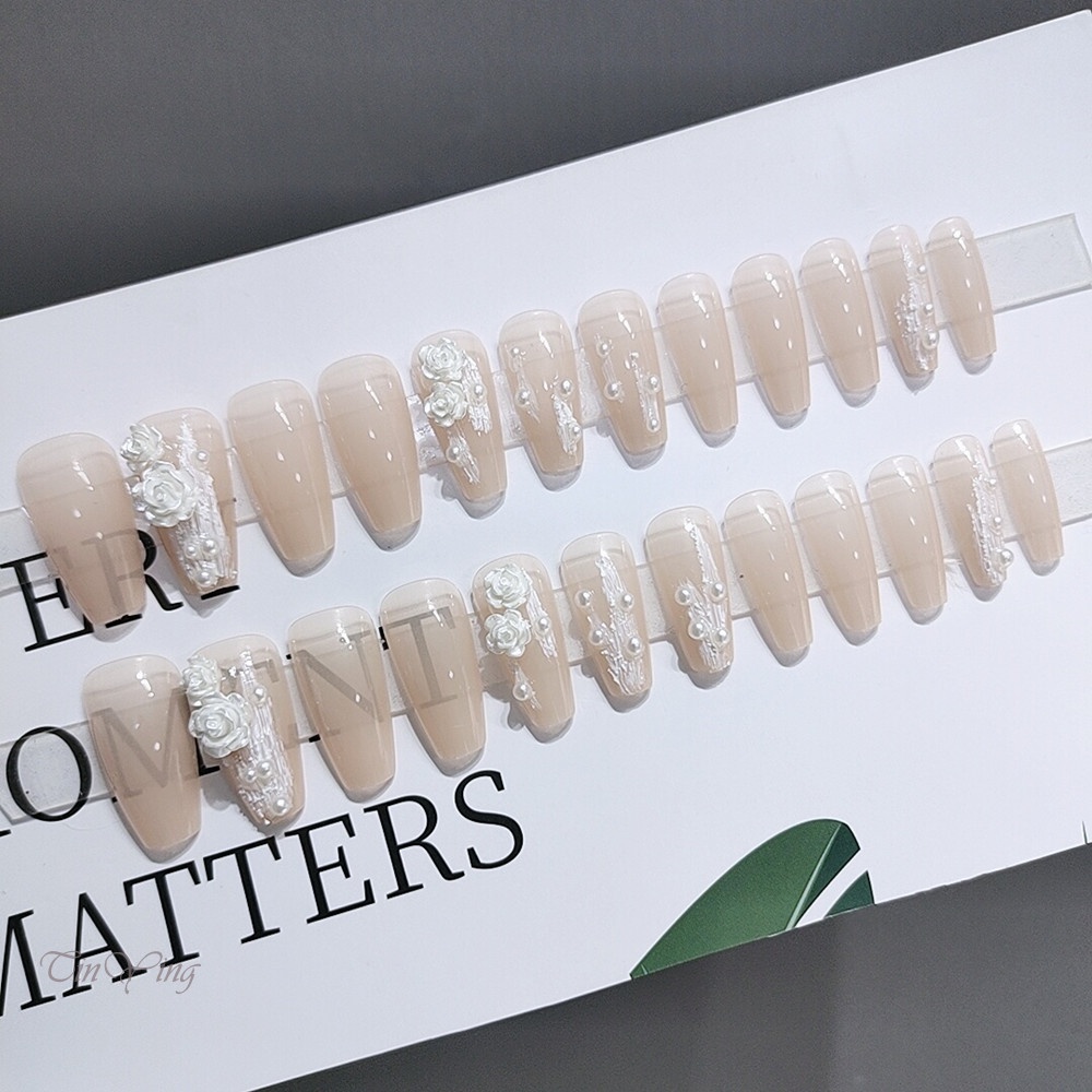 GETNOIVAS Bộ 24 Móng Tay Giả Trong Suốt Dạng Nhấn Dài Có Thể Tái Sử Dụng Cho Nữ