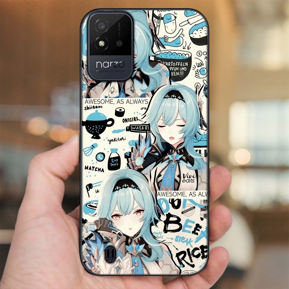Ốp lưng Realme Narzo 50i viền đen in hình Eula Genshin Impact